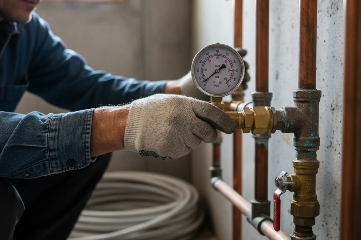 Pressure testing a repaired line during Water Line Repair in Lake Alfred